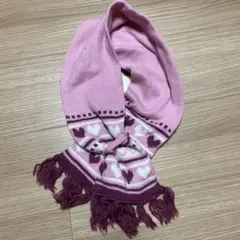 ハート柄ニットマフラー ピンク