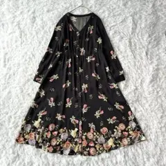 グレースコンチネンタル パターンフラワーワンピース 前開き 花柄 36 日本製