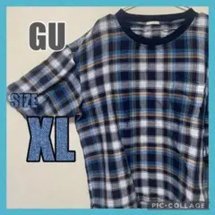 GU チェック柄 Tシャツ XL