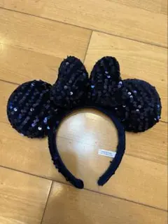 ディズニー ミニー カチューシャ スパンコール リボン ネイビー