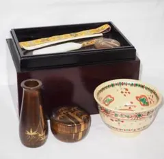 未使用 茶道具 柿合溜塗 高台寺蒔絵 利休茶箱セット 仕服付 - メルカリ