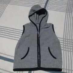 フリース フード付き ベスト グレー