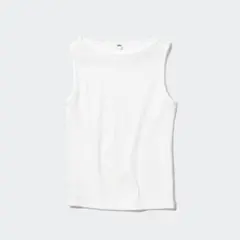 ユニクロ リブボートネックノースリーブ ホワイト