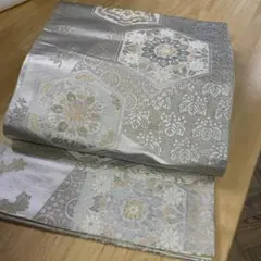 みやちゃん様専用 O7️⃣ 袋帯シルバー　花紋
