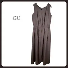 a1347 ジーユー　ノースリーブワンピース　ロングワンピ　ウエストゴム　M