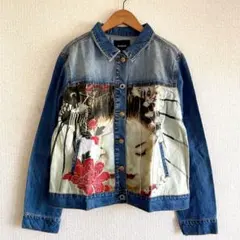 【新品】Desigual 和柄 デニムジャケット アウター 刺繍 40サイズ