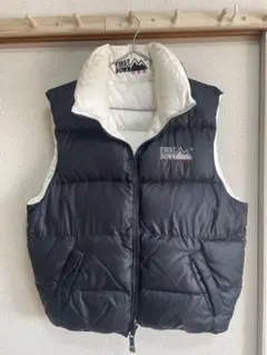 FIRST DOWN キルティングベスト ブラック/ホワイト