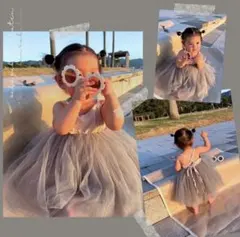 【最終値下げ】ベビードレス　グレー　80 セレモニードレス　チュール