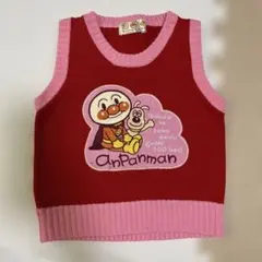 アンパンマン ニットベスト レッド ピンク