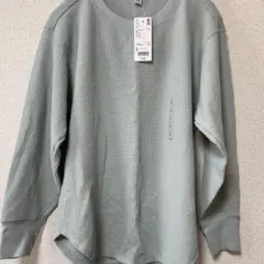 UNIQLO ワッフル長袖Tシャツ S ライトグリーン