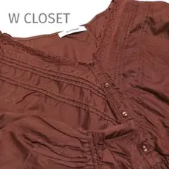 W CLOSET＊テラコッタ七分袖バルーンスリーブトップス　スカラップ　ショート