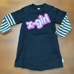 x-girl 長袖ワンピース 黒/ストライプ３Ｔ