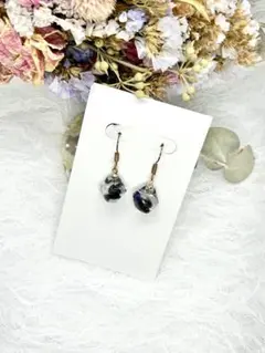 黒曜石 鉱石ピアス／天然石アクセサリー