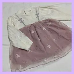 リボン刺繍付きチュニックワンピース 80サイズ