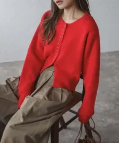 Bonjour Sagan スリットヘムフェザーカーディガン