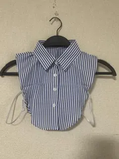 未使用　付け衿　付け襟　ブルー系ストライプ