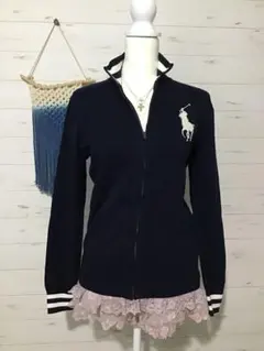 ★ラルフローレン★Y2K ビッグポニー ニット ジャケット ネイビー