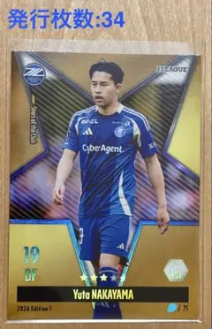 中山雄太（町田ゼルビア）Jリーグファンタジーカード JFC