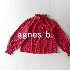 美品 アニエスベー 2,4万円 フリルカラーのブラウス レッド 花柄 C552