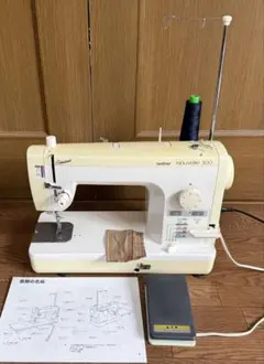 ブラザーヌーベル300 職業用ミシン　中古　ワイドテーブル付き brotherブラザー 職業用ミシン nouvelleヌーベル 300 直線専用 - メルカリ