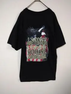 ベイサイド　Tシャツ　メンズL　アメリカ製　黒　鷹　星条旗　アメリカ古着　綿のサムネイル