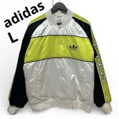 adidas サテンジャケット ホワイト/イエロー/ブラック
