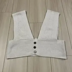 超美品　ベージュVネック ニットベストビスチェ