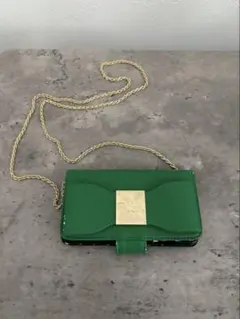 アニエスベー　グリーン スマホショルダーバッグ