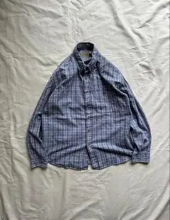 van heusenチェック柄 長袖シャツ　青　白