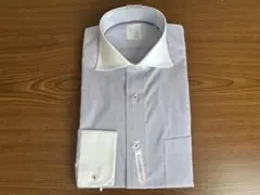 ストライプ ワイドカラー 長袖ワイシャツ ドレスシャツ imz