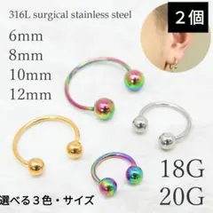 1014) サーキュラーバーベル ネジ式 サージカルステンレス ピアス　2個