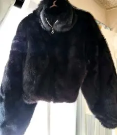 黒　ファー クロップドジャケット