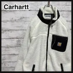 【人気Lサイズ】カーハート☆ワンポイントロゴフリースボアジャケット　レトロX美品