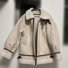 クリーム色 ボアジャケット フロントジッパー