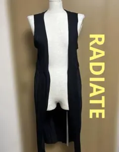 ラディエイト　RADIATEヤマダヤ　ロングジレ　異素材ミックス　プリーツ　黒M