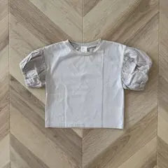 しまむら micorrid パフスリーブ半袖Tシャツ 100cm グレージュ