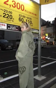 美品 HTH heart logo hoodie 緑 セットアップ