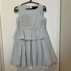 【美品】　グリスフランネル　水色ストライプ　ドレス　120cm 入学式　発表会