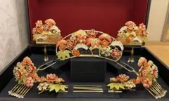 【かんざし 豪華 松竹梅 セット】和装 髪飾り 花嫁 色打掛 前撮り 桃色珊瑚風