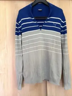 Puma ゴルフストライプ ハーフジップ セーター　サイズL