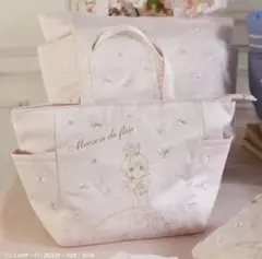 メゾンドフルール sakura 花びら刺繍サイドポケットトートバッグ M 