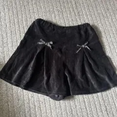 黒 コーデュロイ キュロット　スカート リボン付き　160