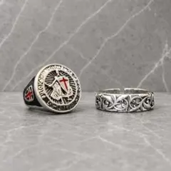 2点セット シルバー メキシカン 印台 フローラル ヴィンテージ リング