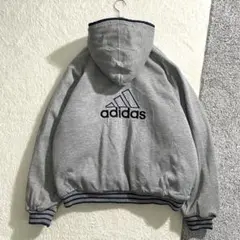 adidas　ジップアップパーカー　リバーシブル　スウェット　ナイロン　XL