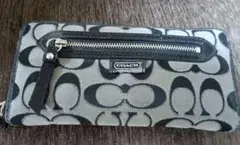 COACH コーチ ロゴプリント 長財布 グレー/ブラック