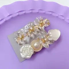 A6 Nico717 クリア花のヘアクリップ　2個セット