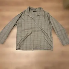 チェック柄 ハーフジップ長袖シャツ