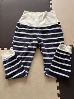 マタニティパジャマ ネイビーとホワイトのストライプ　M〜Lサイズ　フリース