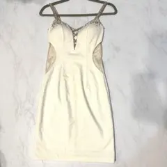 an♡ビジュー付き タイトドレス ホワイト S