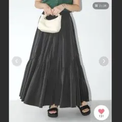 Bou Jeloud【ブージュルード】フレアロングスカート　ブラック　ゆったりのサムネイル